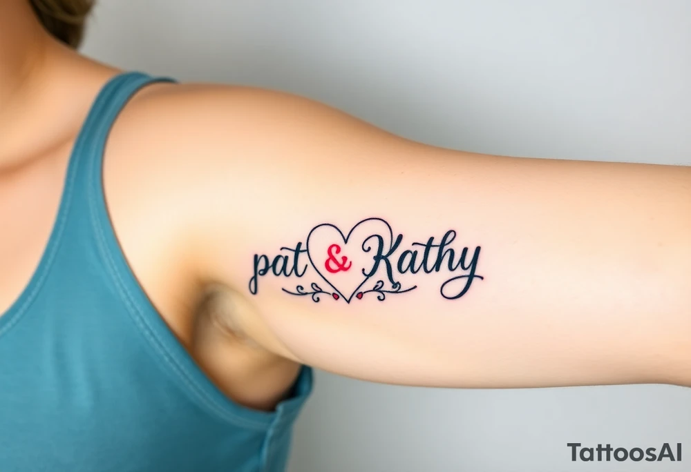 Names pat and Kathy made into a heart tattoo idea