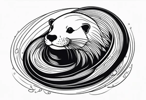 Otter swimming with straight and clear lines tattoo idea