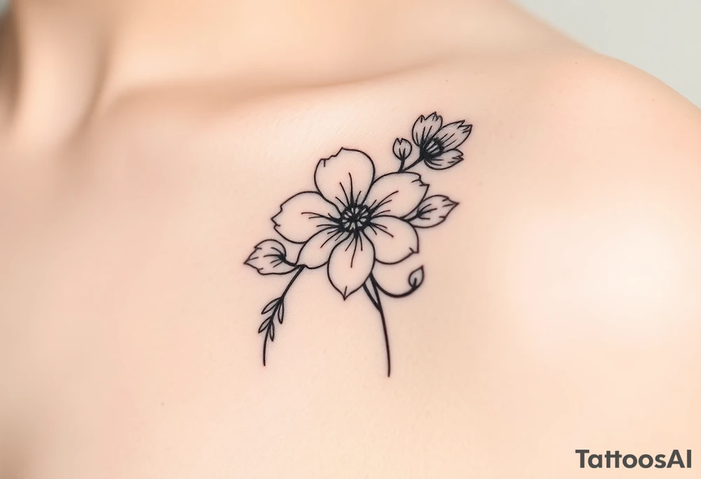 July December January birth flower diamond tattoo idea