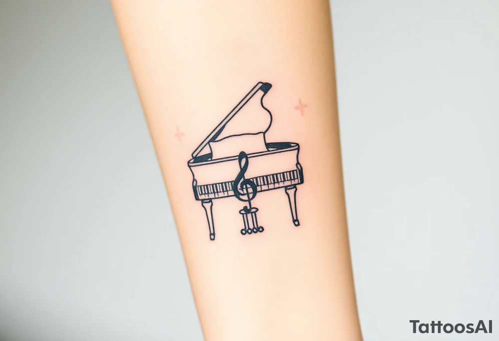 grand piano under the stars swirl treble tattoo idea