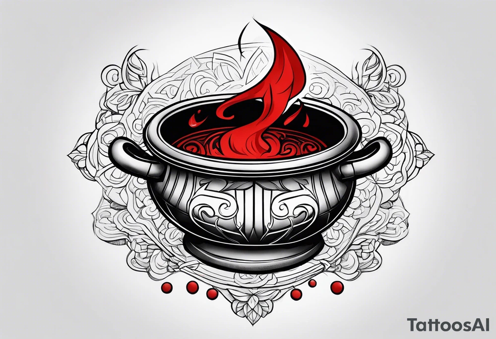 red cauldron tattoo idea