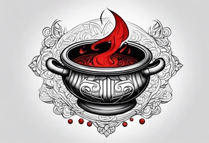 red cauldron tattoo idea