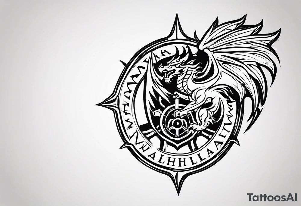 Valhalla sword shield dragon tattoo idea