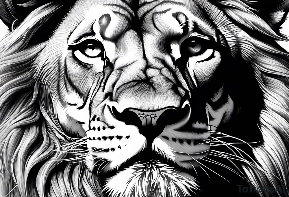 powerful majestic lion, close-up tattoo idea