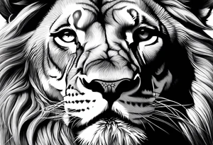 powerful majestic lion, close-up tattoo idea