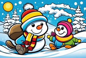 Playing in the snow tattoo idea