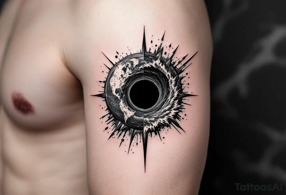 2 different worlds on both sides of a black hole tattoo idea
