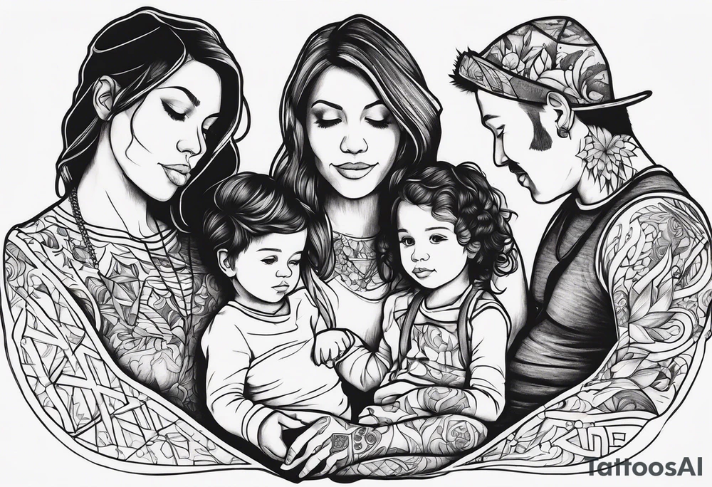 Unbreakable bond, family of five tattoo idea