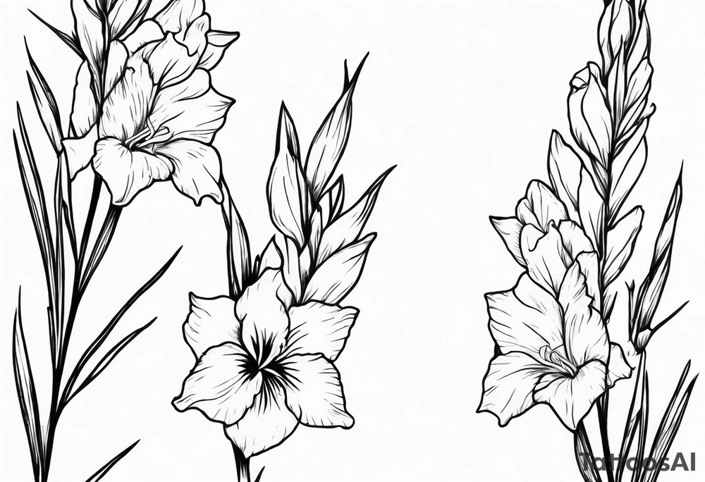 larkspur and gladiolas tattoo idea