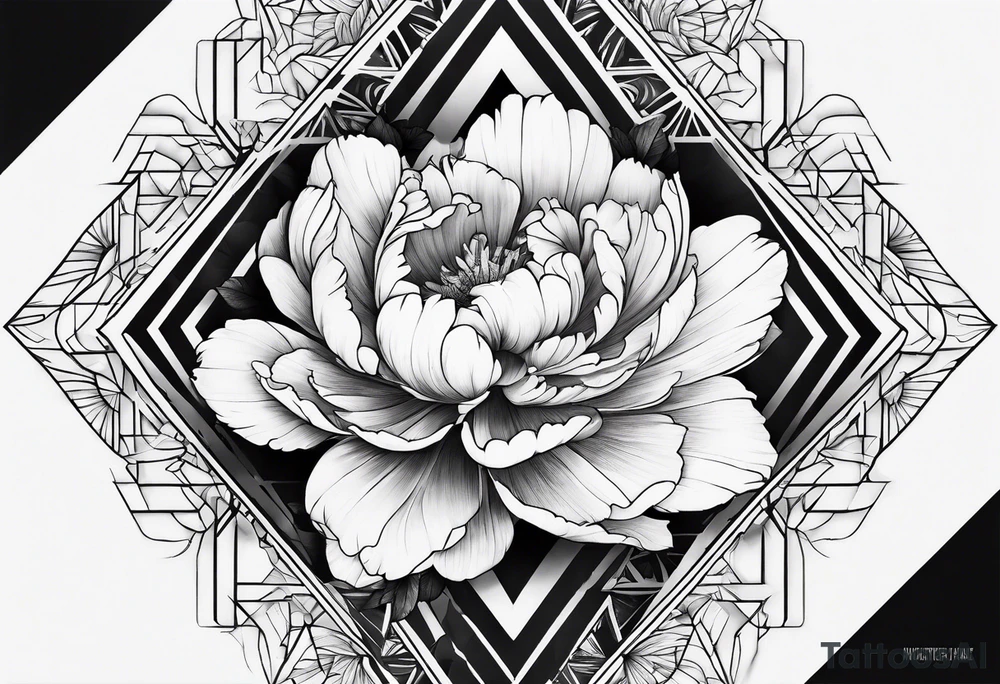 Peony upside down triangle geometric patterns tattoo idea Peony upside down triangle geometric patterns tattoo idea