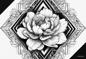 Peony upside down triangle geometric patterns tattoo idea