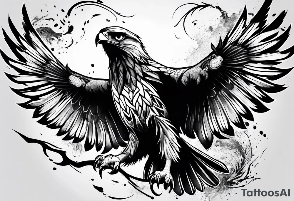 hawk fighting predators tattoo idea