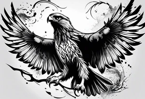 hawk fighting predators tattoo idea