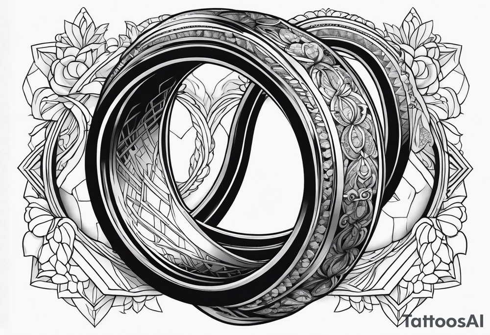 hand holding three rings (fine line) tattoo idea