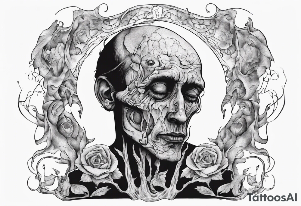 Man mourning the death of his former self. tattoo idea