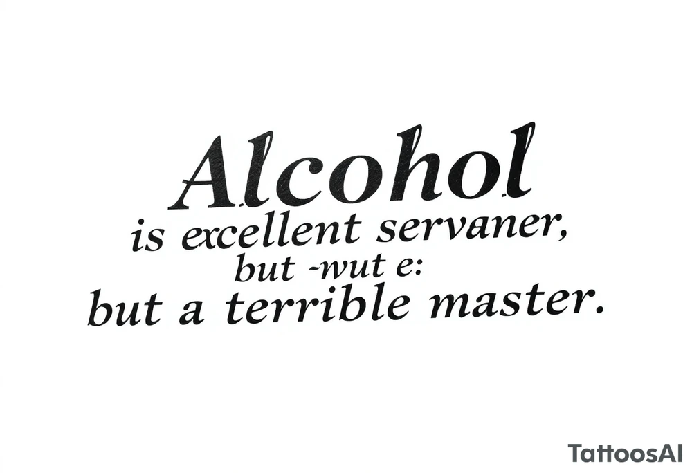 Alcohol is an excellent servant, but a terrible master tattoo idea