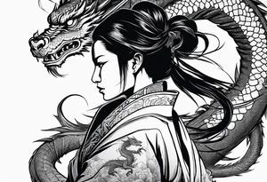 female samurai with a dragon tattoo idea