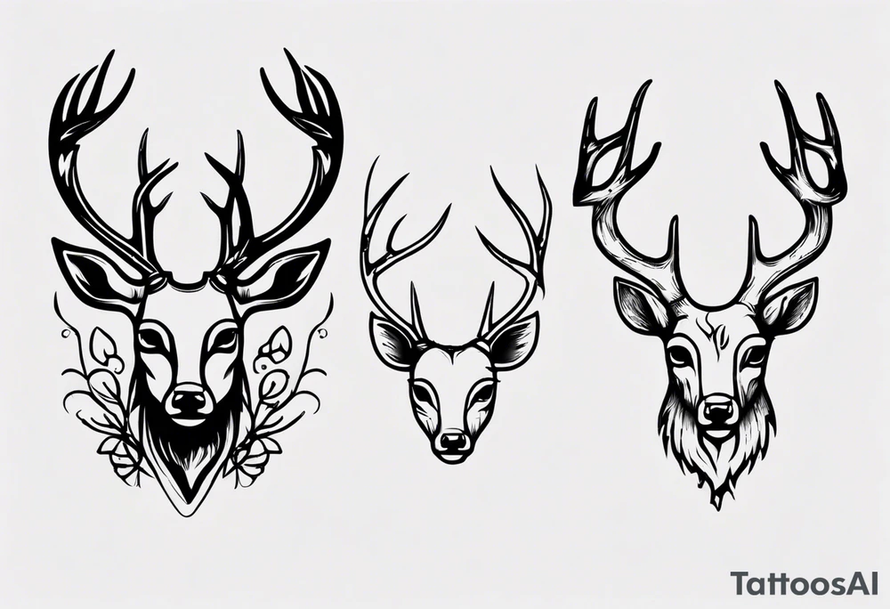 A deer's head and the within the antlers are the letters "M" and "S" tattoo idea