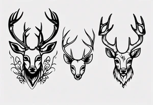 A deer's head and the within the antlers are the letters "M" and "S" tattoo idea
