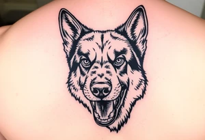 German Shepherd snarling and looking angry. tattoo idea