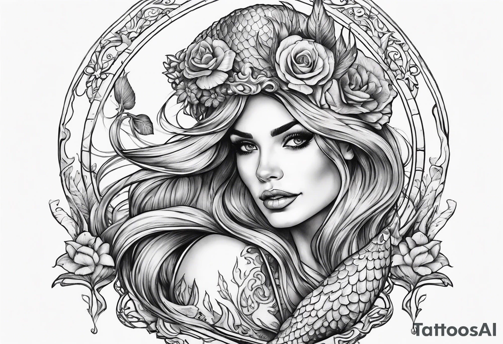 Mermaid skeleton tattoo idea