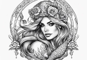 Mermaid skeleton tattoo idea
