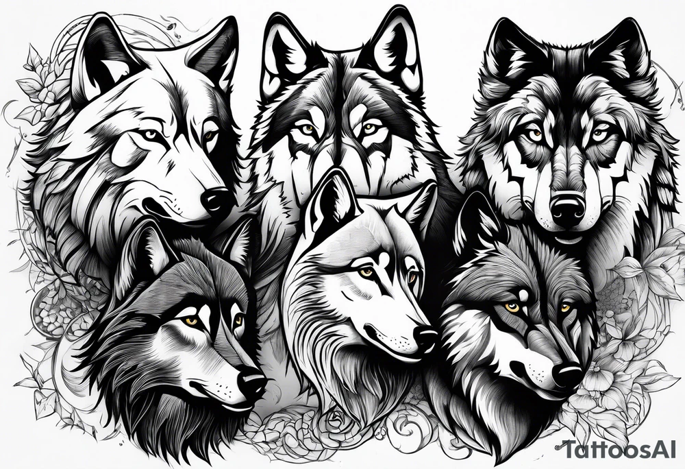 pack of Wolves tattoo idea