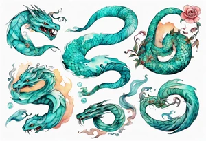 a beautiful turquoise seas serpent tattoo idea