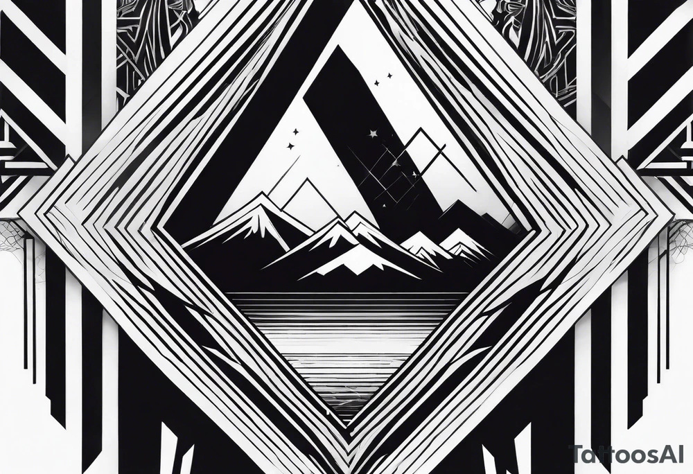 Wald silhouette mit Geometric Muster im Hintergrund tattoo idea