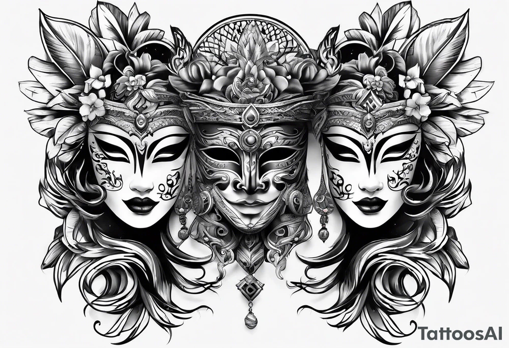 two mask tattoo design tattoo idea