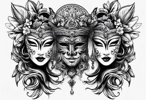 two mask tattoo design tattoo idea