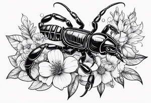 Scorpion tattoo with flowers tattoo idea