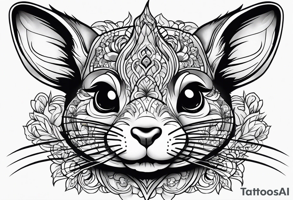 Cute lazy sassy Chinchilla tattoo idea