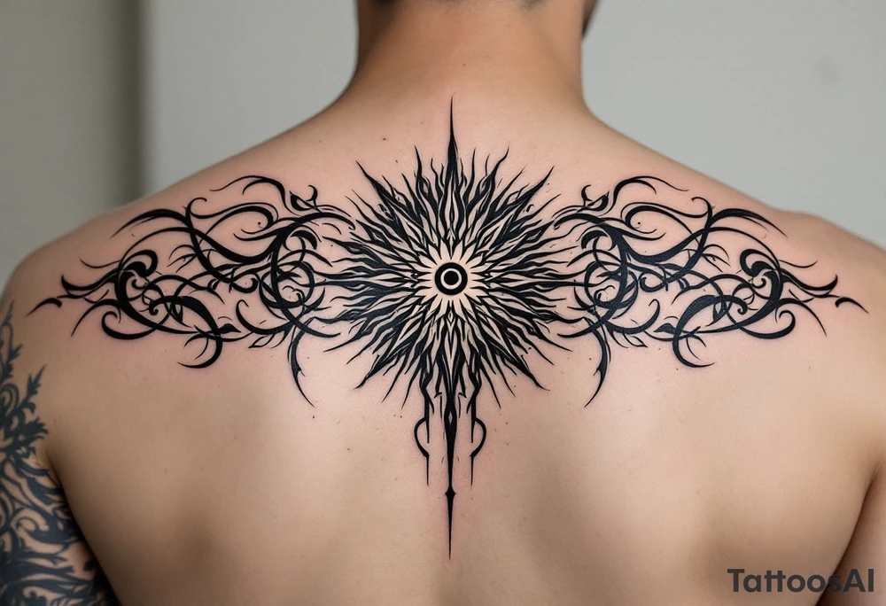 Word "phuong" written with sun inner arm tattoo idea