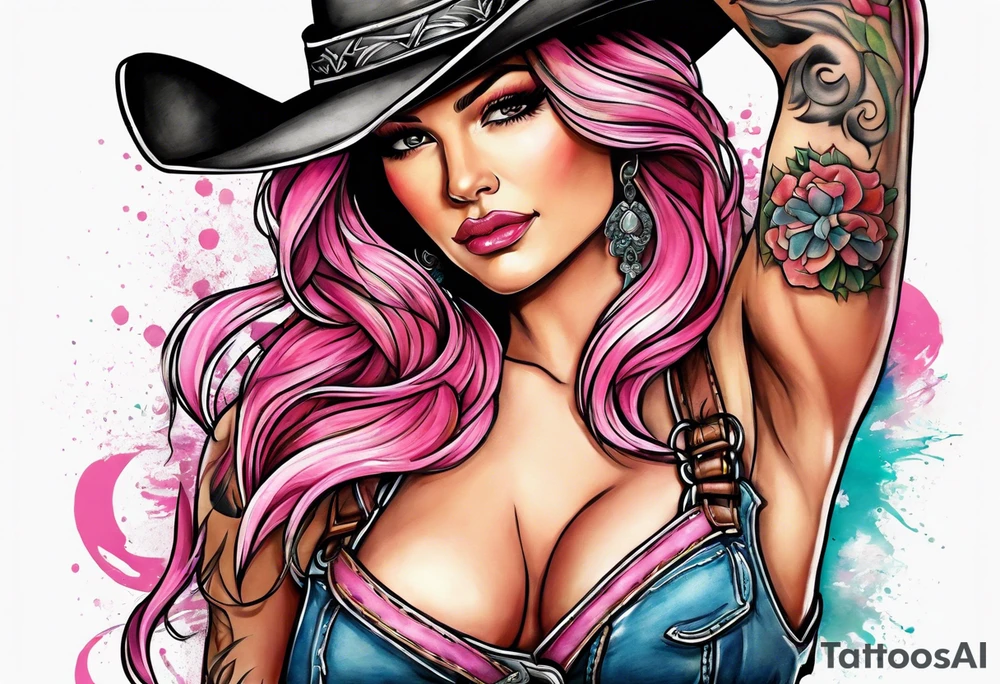 Cowgirl breast cancer tattoo idea