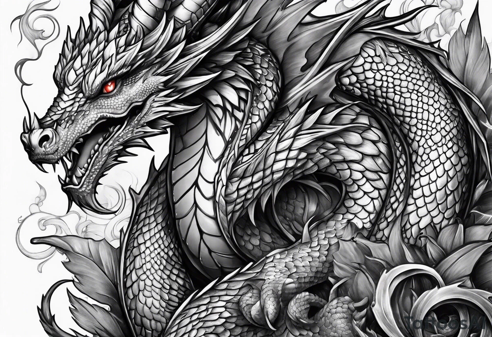 Dragon protecting a heart tattoo idea