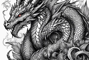 Dragon protecting a heart tattoo idea