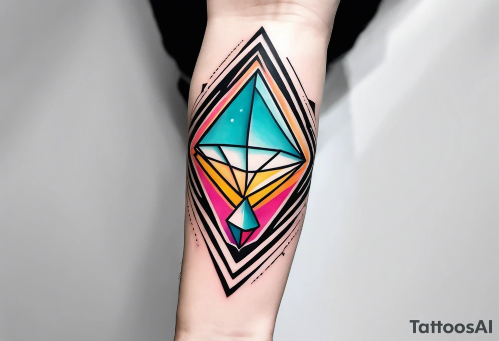 Sleeve on the forearm with a diamond in the middle tattoo idea
