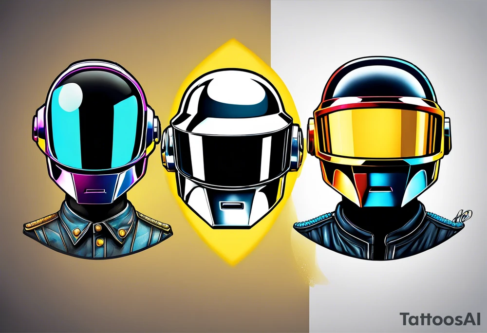 The two Daft Punk masks side by side looking straight forward tattoo idea