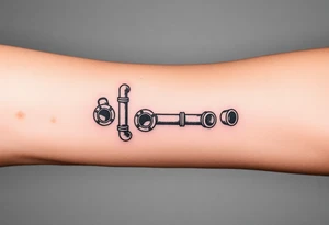 extremely detailed system of thin plumbing pipes with each pipe ending without a curved pipe tattoo idea