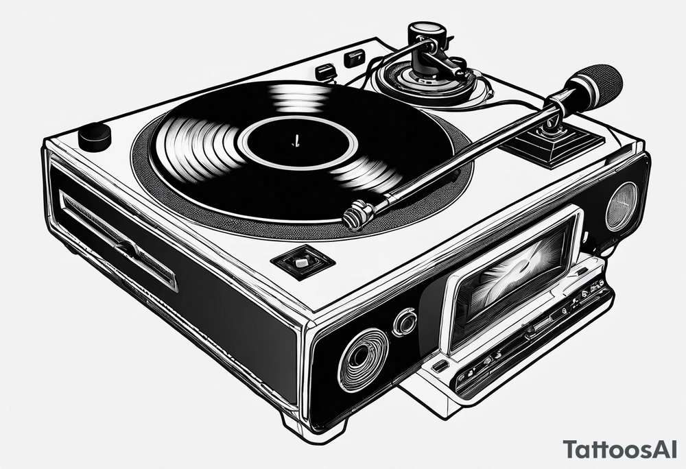 Recordplayer minimalistic fineline drawed in 2D tattoo idea Recordplayer minimalistic fineline drawed in 2D tattoo idea