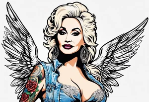 Dolly Parton with angel wings tattoo idea