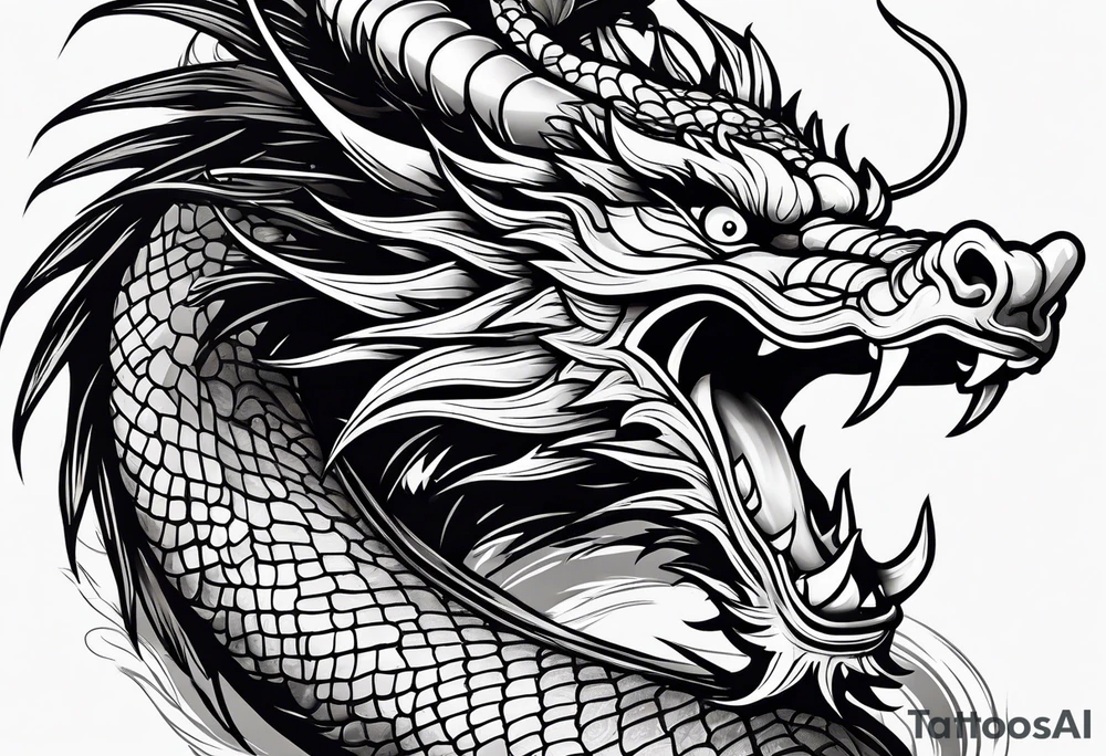 Only the head of a chinese dragon, facing right tattoo idea