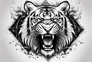 full tiger body splashing paw into water tattoo idea