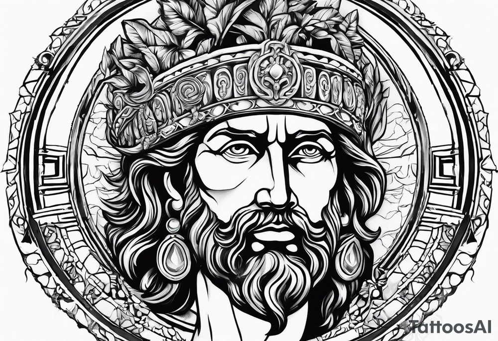 Design Roman god Janus with two faces and in full length. tattoo idea