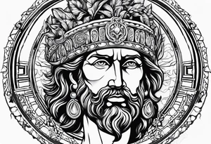 Design Roman god Janus with two faces and in full length. tattoo idea
