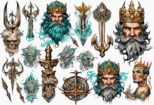 Atlantis king with trident tattoo idea