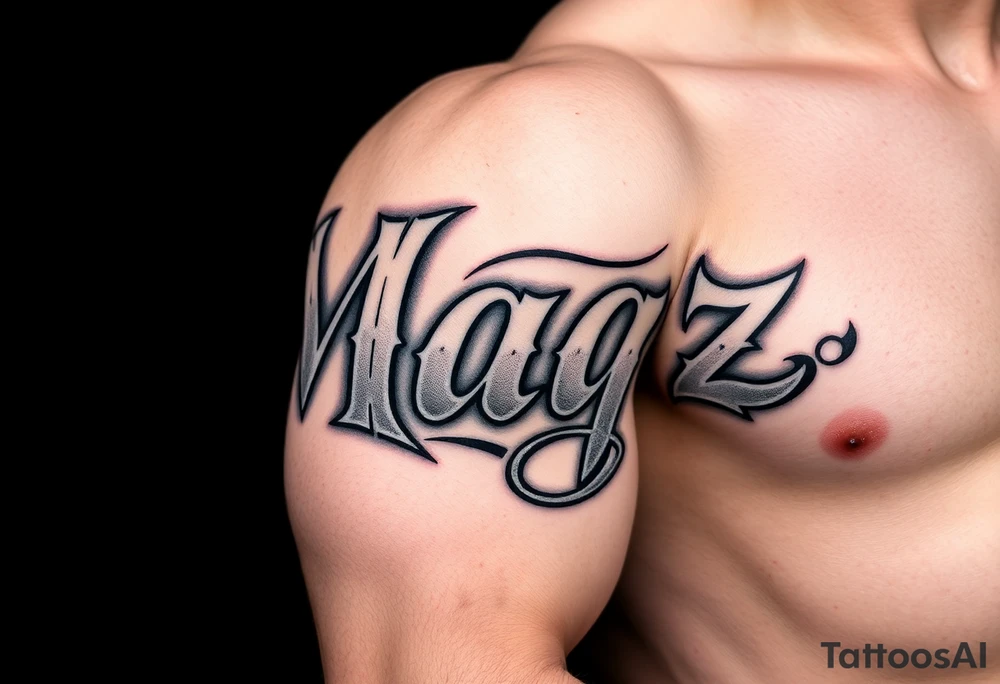 The name Magz in a very artistic style tattoo idea