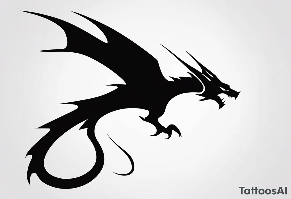 Silhouette minimal wyvern tattoo idea