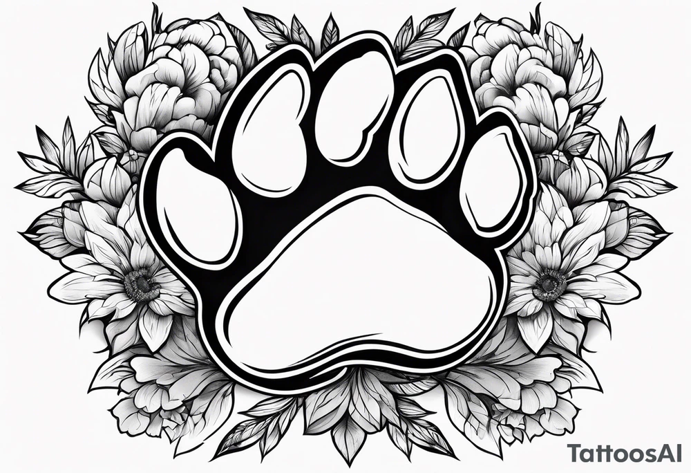 Flower paw print tattoo idea